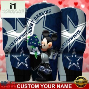 Custom Name Dallas Cowboys NFL Mickey Valentine Day Tumbler
