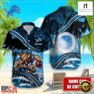 Custom Name Detroit Lions NFL Mascot Hawaiian Shirt