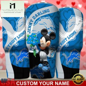 Custom Name Detroit Lions NFL Mickey Valentine Day Tumbler