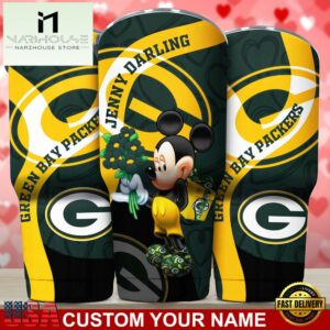 Custom Name Green Bay Packers NFL Mickey Valentine Day Tumbler