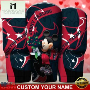 Custom Name Houston Texans NFL Mickey Valentine Day Tumbler