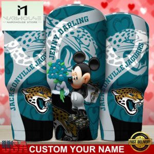 Custom Name Jacksonville Jaguars NFL Mickey Valentine Day Tumbler