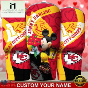 Custom Name Kansas City Chiefs NFL Mickey Valentine Day Tumbler
