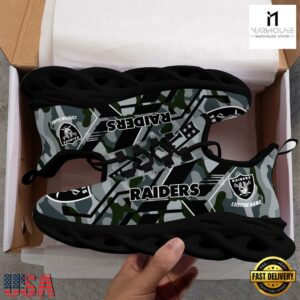 Personalized Las Vegas Raiders NFL Sport Team Clunky Max Soul Shoes NFL Gifts 11 Custom Name Las Vegas Raiders NFL Sport Team Clunky Max Soul Shoes