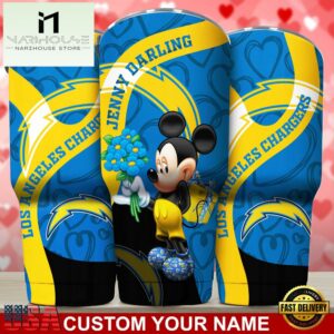 Custom Name Los Angeles Chargers NFL Mickey Valentine Day Tumbler