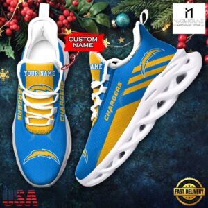 Custom Name Los Angeles Chargers NFL New Merry Christmas Max Soul Shoes