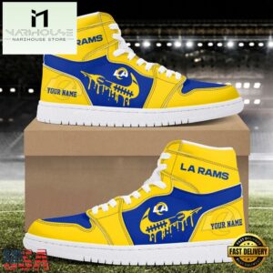 Custom Name Los Angeles Rams Air Jordan 1 Shoes