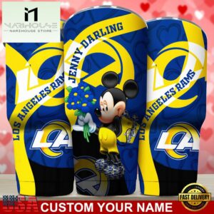 Custom Name Los Angeles Rams NFL Mickey Valentine Day Tumbler