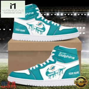 Custom Name Miami Dolphins Air Jordan 1 Shoes