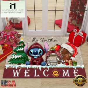 Custom Name Minnesota Golden Gophers Cute Stitch Welcome Christmas Doormat