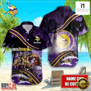 Custom Name Minnesota Vikings NFL Mascot Hawaiian Shirt