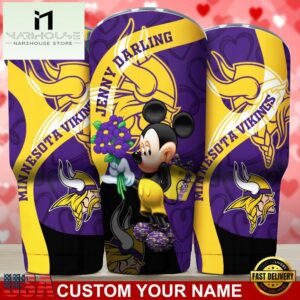 Custom Name Minnesota Vikings NFL Mickey Valentine Day Tumbler