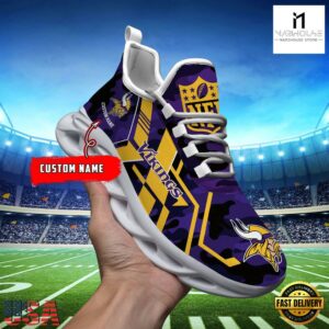 Custom Name Minnesota Vikings NFL Sport Team Clunky Max Soul Shoes