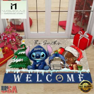 Custom Name Navy Midshipmen Cute Stitch Welcome Christmas Doormat