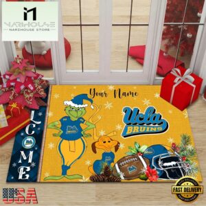 Custom Name NCAA UCLA Bruins Grinch Christmas Welcome Football Doormat