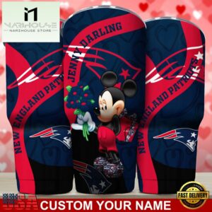 Custom Name New England Patriots NFL Mickey Valentine Day Tumbler