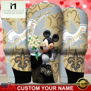 Custom Name New Orleans Saints NFL Mickey Valentine Day Tumbler