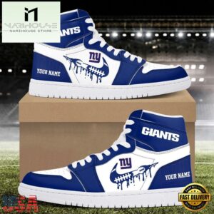 Custom Name New York Giants Air Jordan 1 Shoes