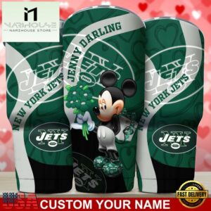Custom Name New York Jets NFL Mickey Valentine Day Tumbler