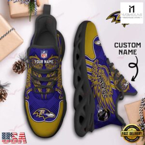 Custom Name NFL Baltimore Ravens Max Soul Shoes For Men And Women