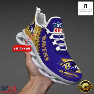Custom Name NFL Baltimore Ravens Max Soul Shoes