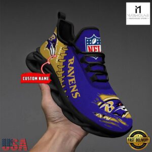 Custom Name NFL Baltimore Ravens Max Soul Shoes