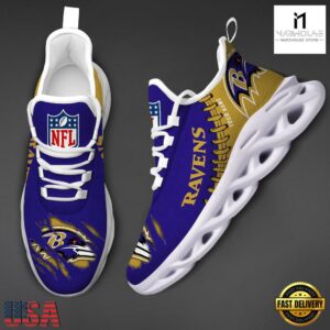 Custom Name NFL Baltimore Ravens Max Soul Shoes