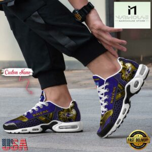 Custom Name NFL Baltimore Ravens Skull Air Max Plus Shoes