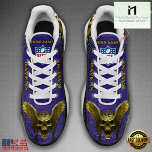 Custom Name NFL Baltimore Ravens Skull Air Max Plus Shoes