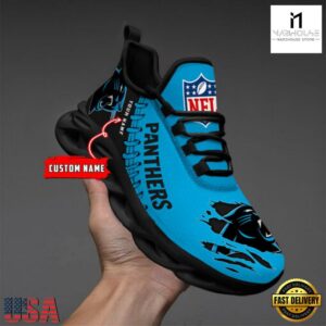 Custom Name NFL Carolina Panthers Max Soul Shoes