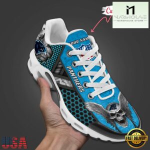 Custom Name NFL Carolina Panthers Skull Air Max Plus Shoes