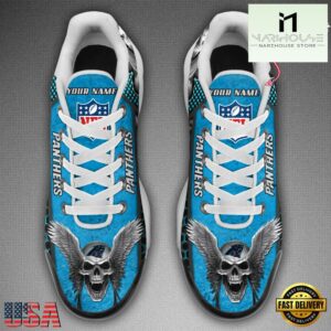Custom Name NFL Carolina Panthers Skull Air Max Plus Shoes
