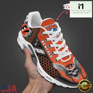 Custom Name NFL Cincinnati Bengals Skull Air Max Plus Shoes