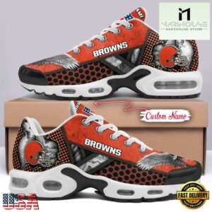 Custom Name NFL Cleveland Browns Skull Air Max Plus Shoes