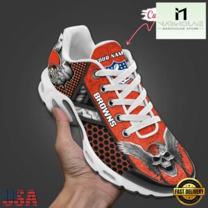 Custom Name NFL Cleveland Browns Skull Air Max Plus Shoes