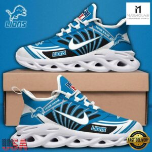 Custom Name NFL Detroit Lions Team Logo Max Soul Shoes