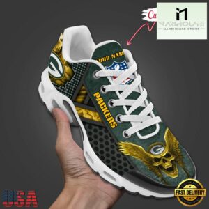 Custom Name NFL Green Bay Packers Skull Air Max Plus Shoes