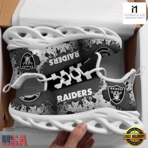 Personalized NFL Las Vegas Raiders Max Soul Shoes For Men And Women NFL Gifts 5 Custom Name NFL Las Vegas Raiders Max Soul Shoes For Men And Women