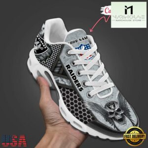 Custom Name NFL Las Vegas Raiders Skull Air Max Plus Shoes