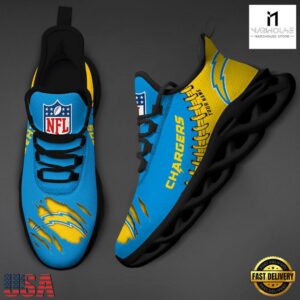 Custom Name NFL Los Angeles Chargers Max Soul Shoes