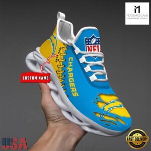 Custom Name NFL Los Angeles Chargers Max Soul Shoes