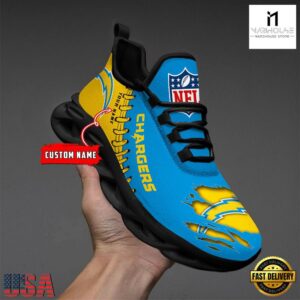 Custom Name NFL Los Angeles Chargers Max Soul Shoes