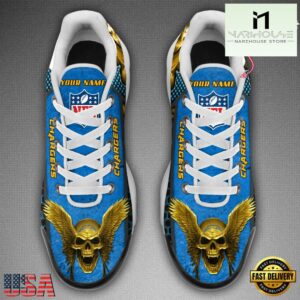 Custom Name NFL Los Angeles Chargers Skull Air Max Plus Shoes