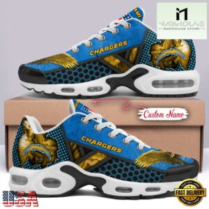 Custom Name NFL Los Angeles Chargers Skull Air Max Plus Shoes