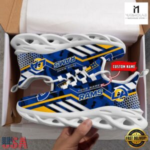 Personalized NFL Los Angeles Rams Clunky Max Soul Shoes NFL Gifts 11 Custom Name NFL Los Angeles Rams Clunky Max Soul Shoes