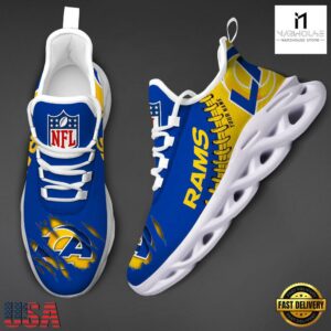 Personalized NFL Los Angeles Rams Max Soul Shoes NFL Gifts 7 Custom Name NFL Los Angeles Rams Max Soul Shoes