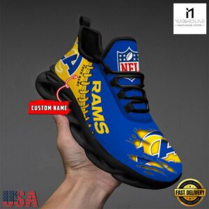 Personalized NFL Los Angeles Rams Max Soul Shoes NFL Gifts 8 Custom Name NFL Los Angeles Rams Max Soul Shoes