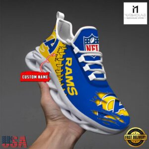 Personalized NFL Los Angeles Rams Max Soul Shoes NFL Gifts 9 Custom Name NFL Los Angeles Rams Max Soul Shoes