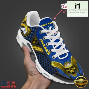Custom Name NFL Los Angeles Rams Skull Air Max Plus Shoes