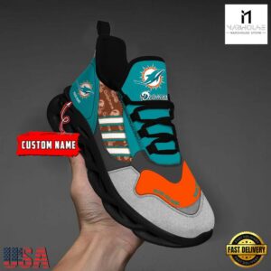 Personalized NFL Miami Dolphins Clunky Sport Max Soul Shoes NFL Gifts 15 Custom Name NFL Miami Dolphins Clunky Sport Max Soul Shoes